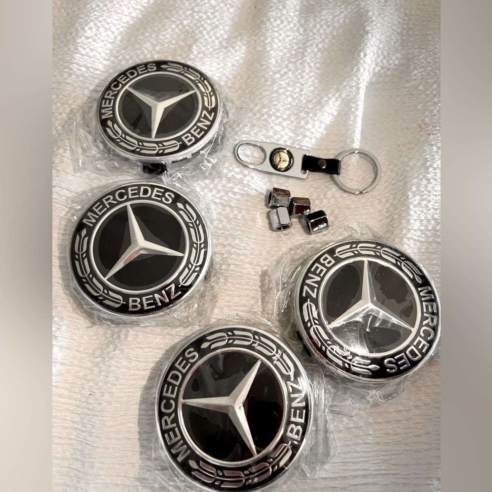 Mercedes Benz Black Classic Logo Wheel Hub Center Caps and accessories
